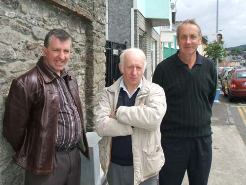 John, Pat and Gerdie from Aubane, Millstreet await the results of the local Elections following the 11.00 a.m. Mass on Sunday, 7th June.