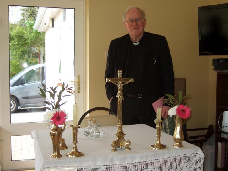 Monsignor Michael Manning Before Celebrating Mass in the Cannon O'Donovan Centre