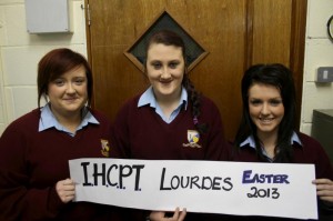 2012-11-30 Going to Lourdes as helpers on the IHCPT are Katie O’Callaghan, Denise Cronin and Deirdre Kelleher