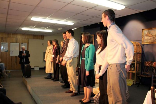 The wonderfully talented Cast of "Funny Money" take a well deserved bow at the conclusion of their superb drama presentation 