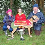 2012-01-05 Coursing - Mary, Chloé and Teddy Collins with Come On Bella, Oaks Trial Stake winner 02