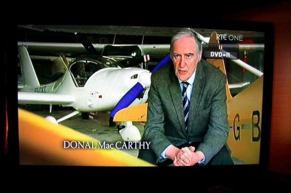 Two local men who have appeared on RTÉ television this week and who projected so magnificently in their interviews.  Above we've Donal McCarthy of Rathcoole superbly relating about Rathcoole Airfield Centre on the "Abhainn" series (Monday, 4th Feb. 2013  on RTÉ 1) while below we feature Willie Moynihan whose role in eco-friendly heating system was greatly praised by "Eco Eye" presenter, Duncan Stewart (Tuesday, 5th Feb. RTÉ1).  William (a native of Ballydaly) give a guided tour to Duncan at the Tralee Centre.   We congratulate both gentlemen on their excellent presentations.  (S.R.)