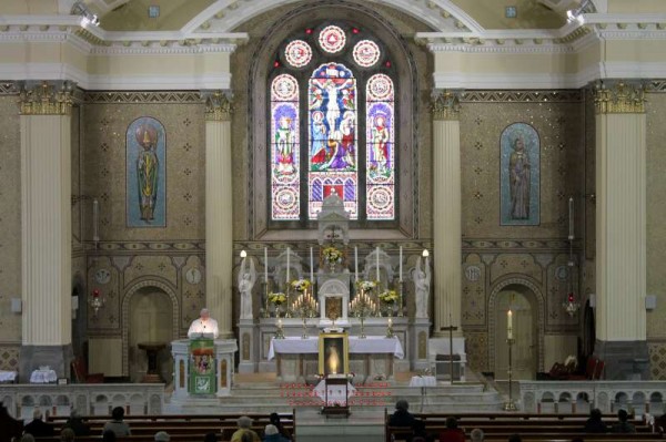 large numbers of people attended this Sunday's impressive Divine Mercy ceremony at St. Patrick's Church, Millstreet where the celebrant was Fr. Seán Tucker and Bishop Tim Carroll heard Confessions.   At the conclusion of the ceremony many went up to the altar to touch the framed image of Divine Mercy.  Fr. Tucker thanked all who made the event such a success including the organist, the singers and those who participated in the ceremony and who had prepared the beautifully adorned altar for the annual occasion.  (S.R.)