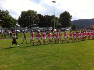 2013-07-13 Parade before the Humphery Kelleher Final between Cork East and Kerry South in the Town Park photo from Duhallow GAA