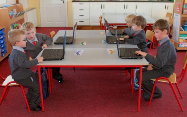 Children from Junior Infants Class enjoying their first week of the school year with the many indoor and outdoor activities.  (S.R.)