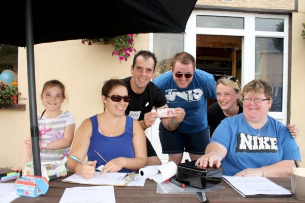 Jimmy with members of his wonderfully dedicated Committee at the Registration Centre outside The Pub in Carriganima this evening (Sat. 21st Sept. 2013).