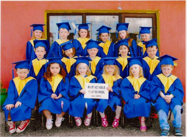 We thank Maura Foley for sharing this wonderful group photograph showing the children of Rathcoole Playschool Graduation 2012-2013.  (S.R.)