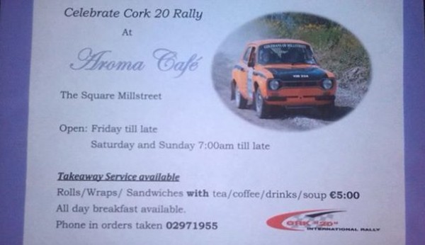 2013-10-03 Aroma Café - specials for the Cork 20 Rally
