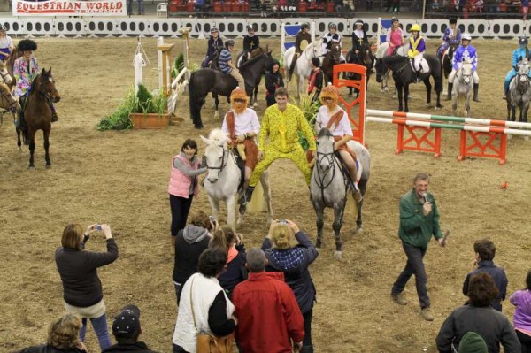 The wonderfully successful Owners Pony and Young Riders Charity Show ended on Sunday night with the annual Fancy Dress feature.  Lots more pictures later.  Click on the image to enlarge.  (S.R.)