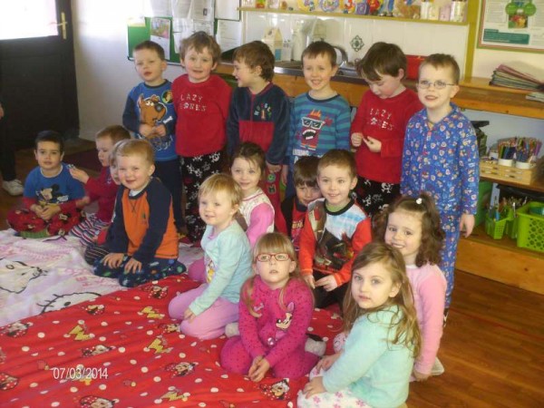 Attending National Pyjama Day 2014 in Rathcoole Playschool.  We thank Maura Foley of the images.  (S.R.)