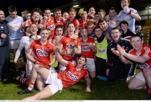 2014-04-09 Cork U21 Players after their Munster final win over Tipperary - Kevin Crowley #7 in front