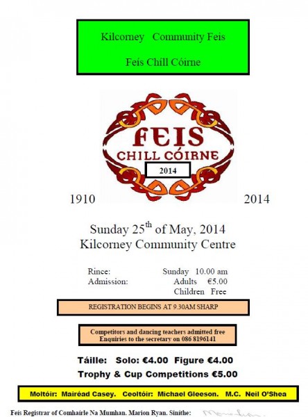 2014-05-25 Kilcorney Feis - poster