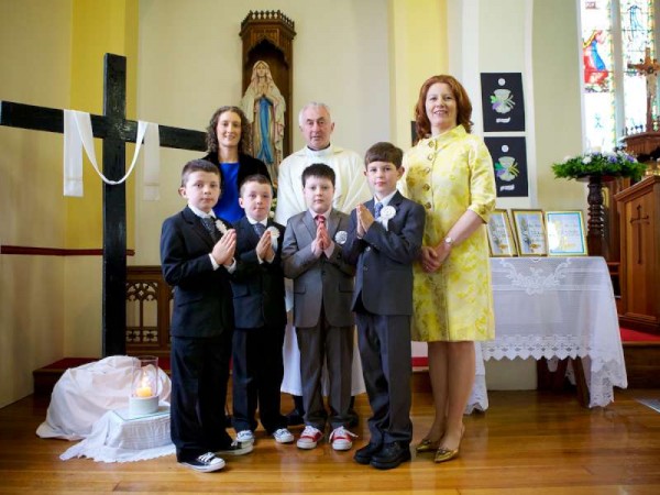 First Holy Communicants from Cloghoula N.S. pictured in Our Lady of Lourdes Church, Ballydaly on Saturday, 24th May with Canon John Fitzgerald and Teachers Mary Murphy and Joanne Murphy. We thanks Justin Black of Justborn Photography, Millstreet for the excellent picture.  Click on the image to enlarge.  (S.R.)