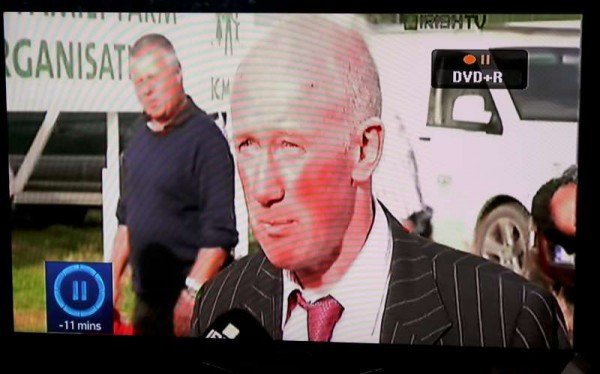 That's Eddie Casey from Cloghoula passing behind the interviewee on Irish TV which broadcast live for several hours of the three-day event - excellent coverage really.  Eddie's son is also seen passing (below). 