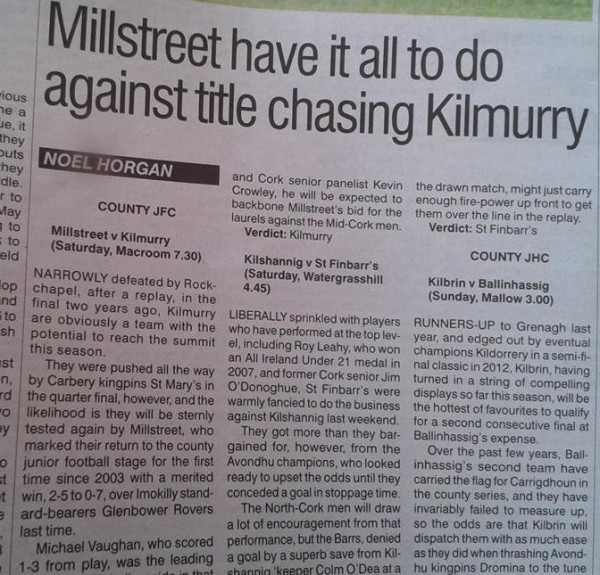 2014-10-02 Millstreet have it all to do v Kilmurray - Junior County Semi Final preview_rsz
