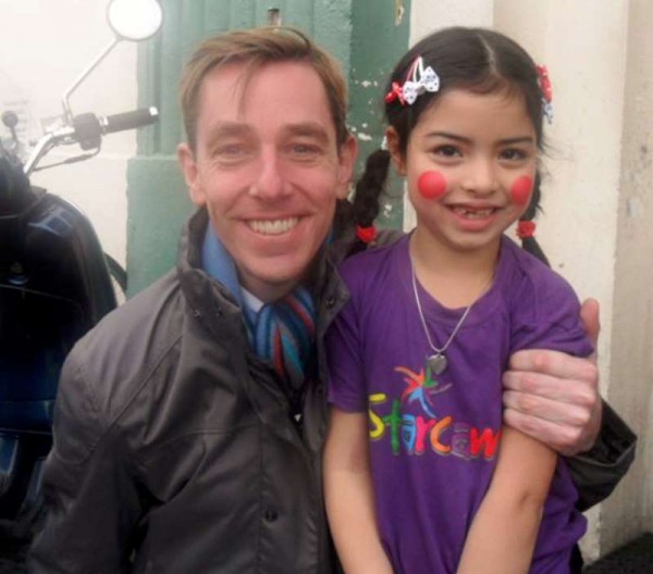 Congratulations to Caraíosa Foley, Rathcoole who will appear on "The Late Late Show" tonight. Caraíosa attended Starcamp in Kanturk last Summer and was one of 35 children from all over the country selected to sing on a Christmas Single with Bosco ,Zig and Zag, Dustin and Ryan Tubridy and the RTÉ Concert Orchestra in aid of Childline. The recording took place in the Windmill Lane Studios, Dublin, on Wednesday, December 3rd.  The single, Paul McCartney's "We all Stand Together" will be released into itunes in a few days and we hope it will make Christmas No.1 for this very worthy cause.   The CD will be launched on tonight's "Late Late Show" and Caraíosa was one of 20 children selected to take part. Please download single from itunes and support Childline.  Here pictured with Ryan Tubridy, Caraíosa is daughter of Aoife and grand-daughter of Maura Foley of Rathcoole.  Click on the images to enlarge.  (S.R.) 