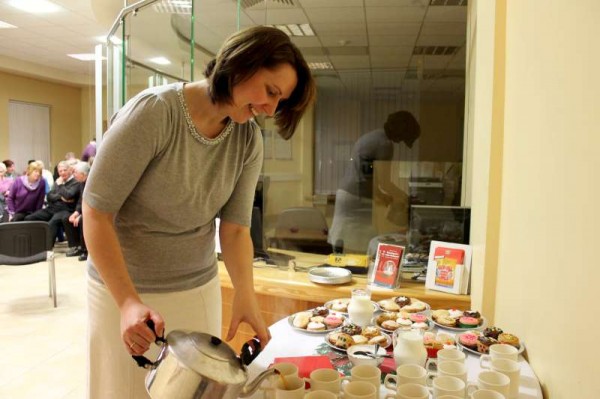 Manager Bridget Fitzgerald ready to serve the wonderful refreshments.