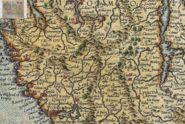 1606 Mercator and Hondius Map of Munster