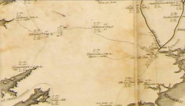 1805 map of the mail coach lines of Ireland - Millstreet centred