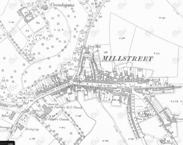 1890 Ordinance Survey Map of Millstree (12 inch)