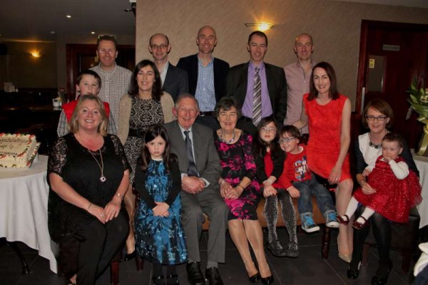 A wonderful Family Celebration marking exactly 50 years to the very day (Friday, 23rd Jan. 2015) when Dr. Pat Casey saw his first patient in the Wallis Arms Hotel where he resided when he first arrived in Millstreet.   Addressing his wife, Nora and Family, Dr. Pat expressed heartfelt thanks to his Family and his Work Colleagues for much appreciated support in making the past 50 years so fruitful and uplifting.  Click on the images to enlarge.  (S.R.)
