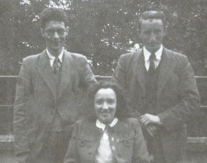 Garrett Hickey, Rita Hickey & Joe Garvey c. 1947 Coláiste Pádraig on the Carnegie Hall balcony