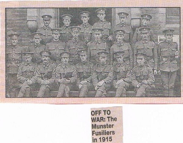 1915 - Off to War - Michael Desmond is third from left in the second row