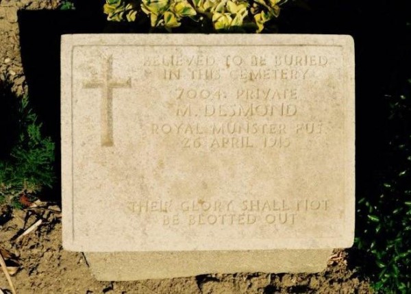 2015 Headstone for Michael Desmond at V-Beach Cemetery Gallipoli