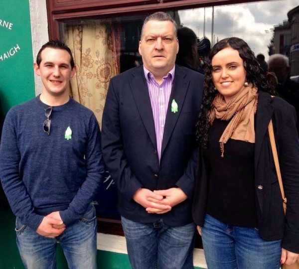 Pictured at Sunday's Easter Commemoration at The Square, Millstreet (from left) David Brosnan, Cllr. Bernard Moynihan and Deborah O'Leary.  Many thanks to John O'Leary for the picture.  Click on the image to enlarge.  (S.R.)