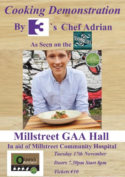 2015-11-17 TV3's Chef Adrian - Christmas cooking demonstration in Millstreet GAA Hall - poster