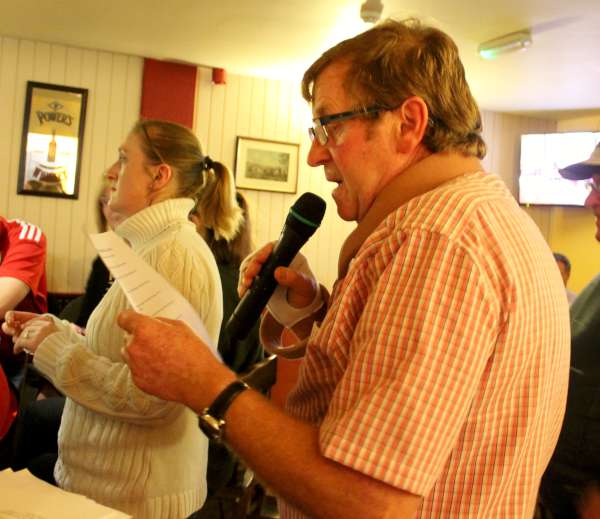 Liam Fitzgerald, Cullen - Brilliant Quizmaster at the event which Liam's wife was the marvellous Corrector of the various team sheets.