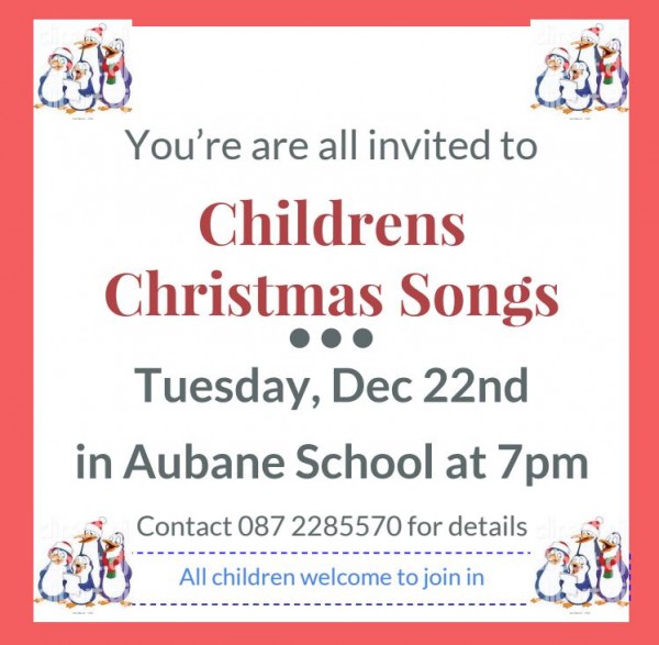 2015-12-22 Chrildrens Christmas Songs in Aubane - poster