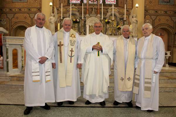 From left: Canon John Fitzgerald, P.P., Fr. Seán Tucker, Bishop Tim Carroll, SMA, Fr. Dan Cashman, SMA and Fr. Paddy O'Byrne.