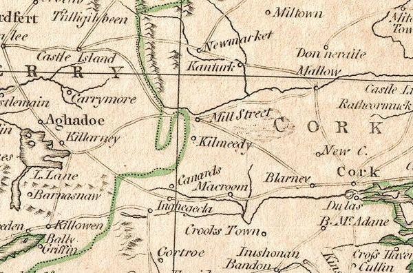 1799 Clement Cruttwell's Map of Ireland - Millstreet area