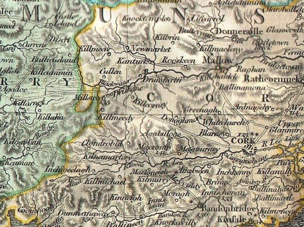 1799 John Cary's Map of Ireland - Millstreet area