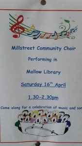 2016-04-16 Millstreet Community Singers in Mallow Library - poster