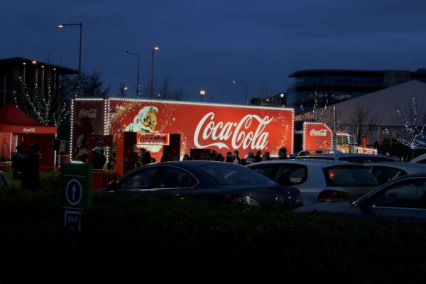 We view the famous Coca Cola Santa Lorry in Mahon.